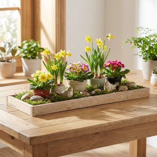 Decorative tray oblong wooden tray natural 42×14×3cm 3pcs | Floristik24.co.uk