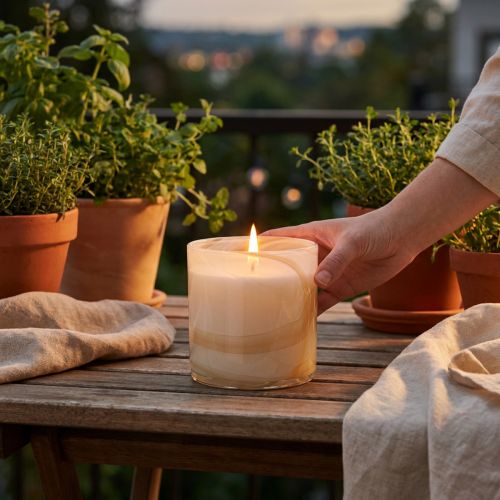 Citronella candle scented candle in glass white Ø12cm H12,5cm | Floristik24.co.uk