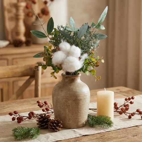 Artificial flower bouquet, green and white, winter decoration, 33cm, artificial | Floristik24.co.uk