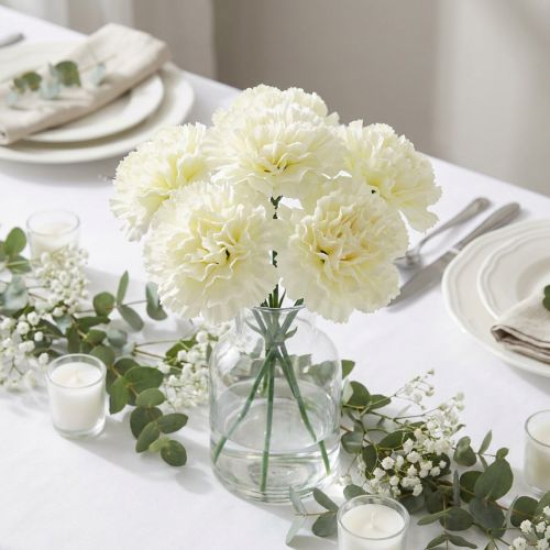 Carnation blossom white Ø9cm 12pcs | Floristik24.co.uk