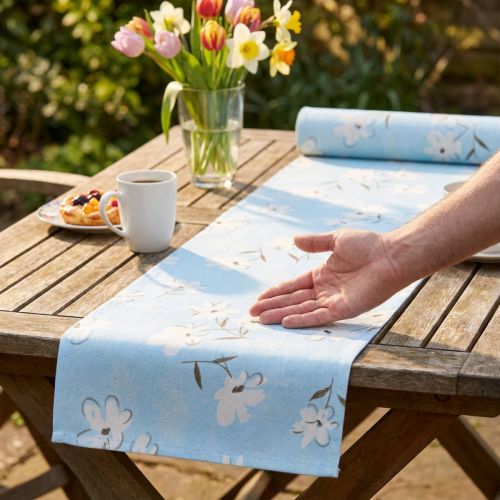 Decoration fabric flowers blue 30cm x 3m | Floristik24.co.uk