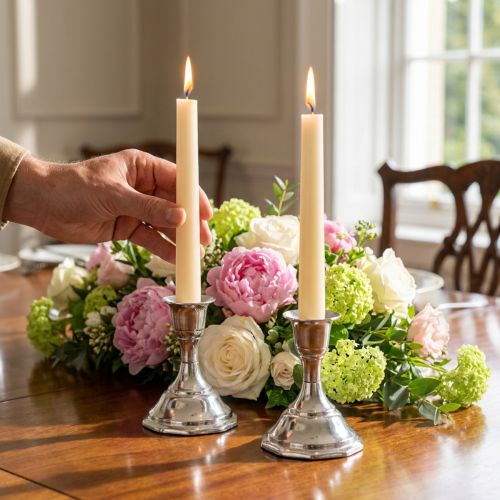 Candle holder metal silver candle holder H9.5cm 2pcs | Floristik24.co.uk