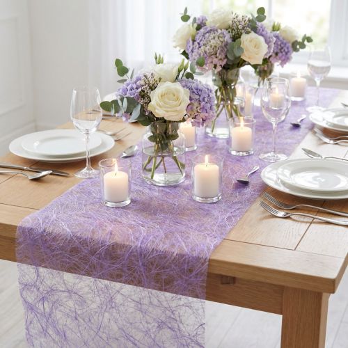 Deco fleece Sizoweb table runner purple 30cm 5m | Floristik24.co.uk