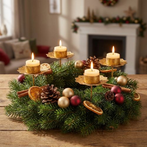 Tealight holder for sticking metal in gold Ø9cm H9cm 4pcs | Floristik24.co.uk