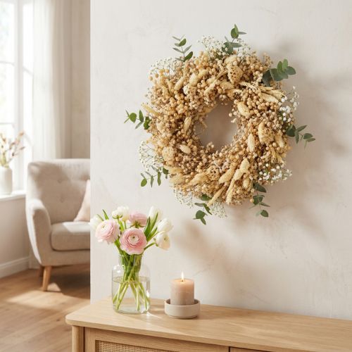 Dried flower wreath bleached decorative wreath cream Ø25cm | Floristik24.co.uk