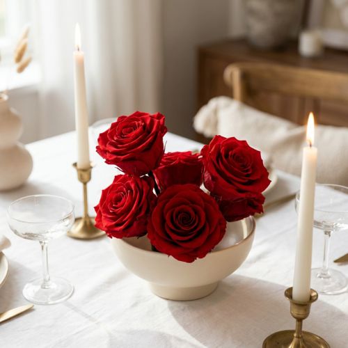 Preserved Roses Medium Ø4-4.5cm Red 8 pcs | Floristik24.co.uk