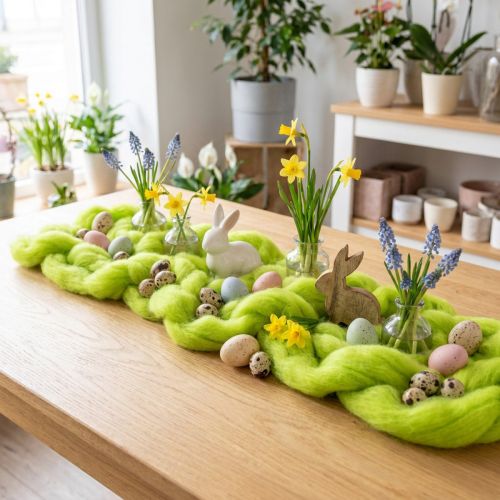 Soft Green Wool Roving for Crafting and Seasonal Decorations (2m) | Floristik24.co.uk