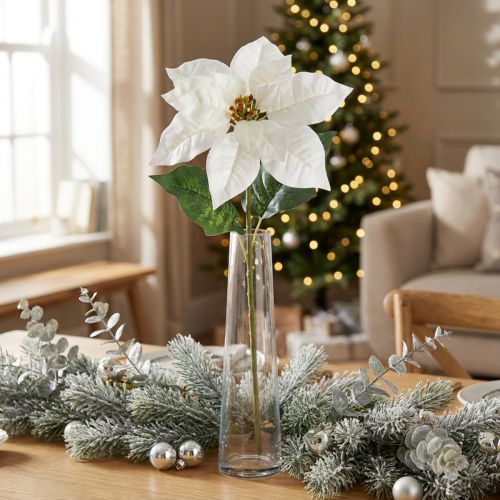 Poinsettia artificial flower white 67cm | Floristik24.co.uk