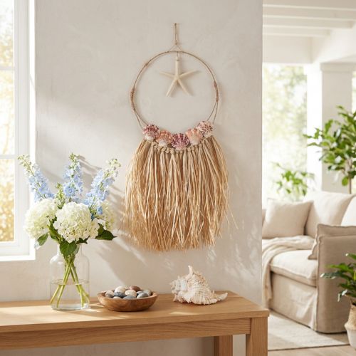 Maritime wall decoration with real starfish Ø26.5cm H65cm | Floristik24.co.uk