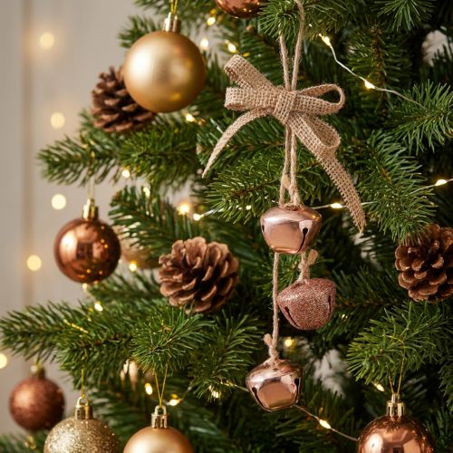 Product Christmas bells Christmas tree decoration copper pink Ø3.5cm 3pcs