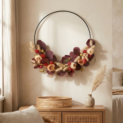Product DIY Box Ring Dried Flower Wreath Strawflowers Ø30cm - Boho Decorative Ring - Design Your Own