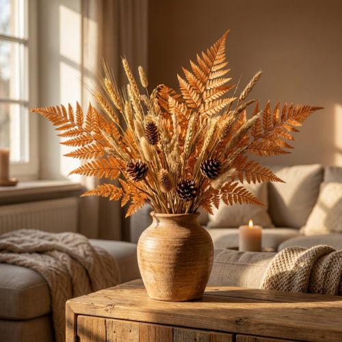 Preserved Orange Fern Decoration 45cm 10pcs for Home DIY | Floristik24.co.uk