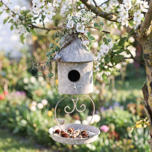 Decorative birdhouse metal hanging decoration in antique Ø15cm H21cm | Floristik24.co.uk