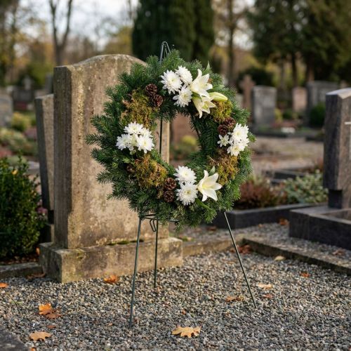 Dark green wreath stand – for smaller wreaths up to 50cm in diameter | Floristik24.co.uk