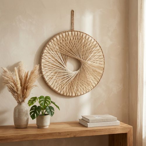 Boho wall decoration wooden ring natural hemp Ø40cm | Floristik24.co.uk
