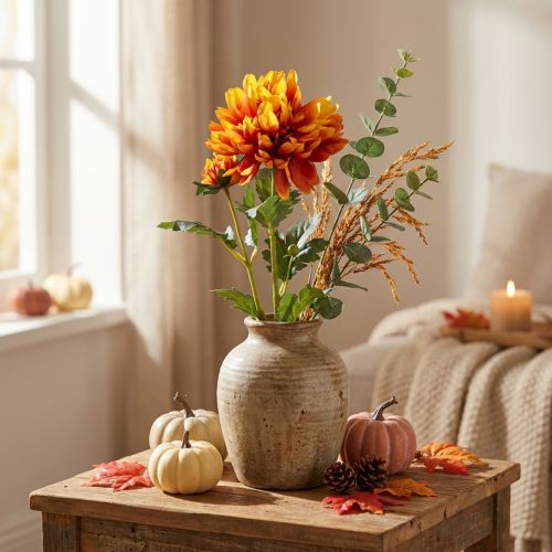 Artificial flowers decoration dahlias artificial flowers orange 62cm | Floristik24.co.uk