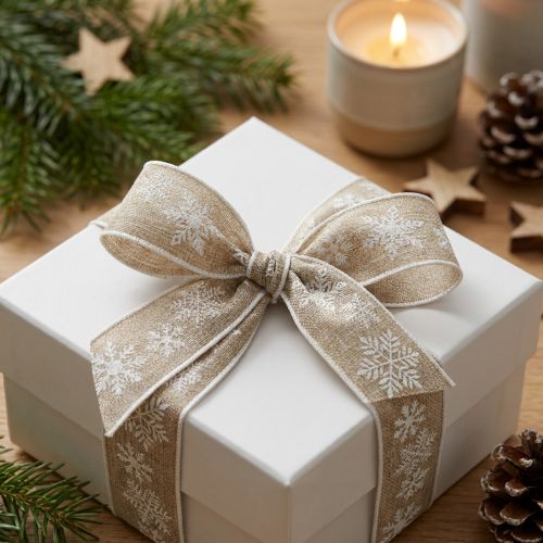 Decorative ribbon Christmas snowflake grey white W25mm L20m | Floristik24.co.uk