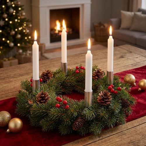 Candle holder silver for taper candles 15cm 4 pcs | Floristik24.co.uk