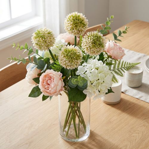 Ornamental allium artificial pink / green Ø8cm 58cm | Floristik24.co.uk