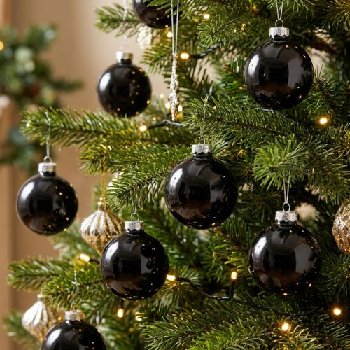 Black Christmas balls tree balls glass Ø4cm 24 pcs | Floristik24.co.uk