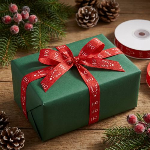 Gift ribbon Christmas Christmas ribbon Hohoho Red 15mm 20m | Floristik24.co.uk