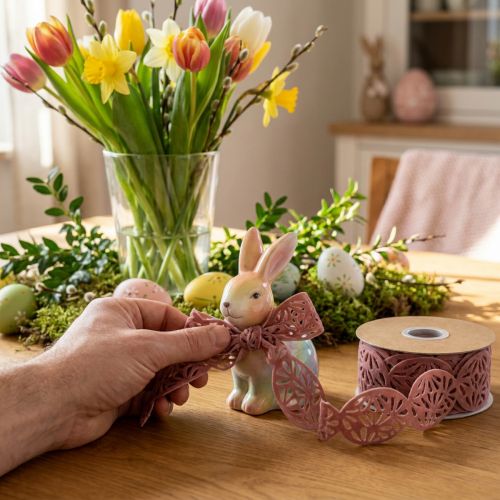 Velvet ribbon Easter eggs decorative ribbon Easter old pink 40mm 5m | Floristik24.co.uk