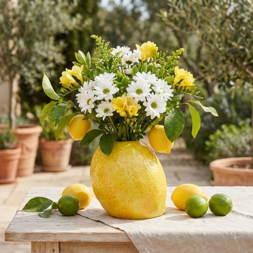 Lemon Vase Ceramic Vase Lemons Yellow Mediterranean H19cm | Floristik24.co.uk