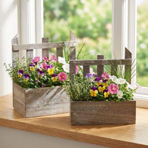Product Wooden Mini Planter Boxes Set of 2 L22/25cm Vintage Design