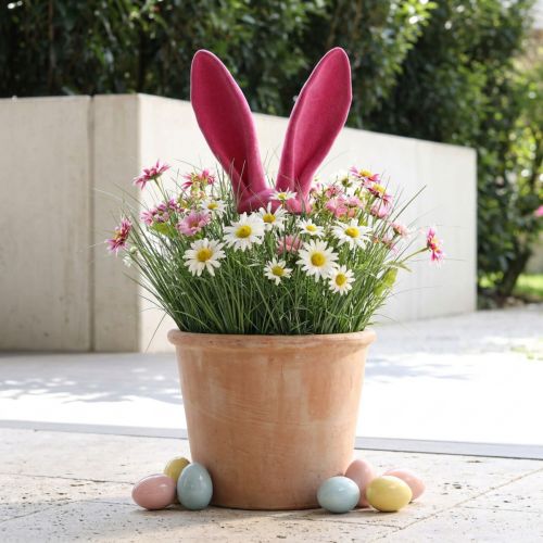 Bunny Decoration Ears Pink for Easter Flocked Stick H56cm | Floristik24.co.uk