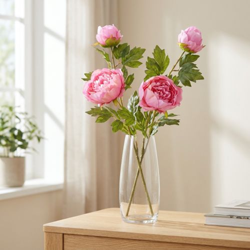 Product Artificial Roses Peonies Artificial in Pink L80cm 2pcs