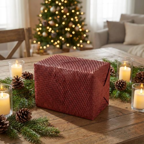 Honeycomb Paper Gift Wrap Dark Red W50.5cm L2500cm | Floristik24.co.uk