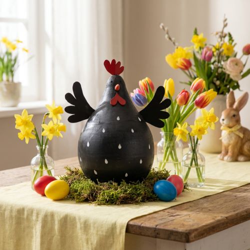 Decorative chicken black wooden decoration hen Easter decoration wood H13cm | Floristik24.co.uk