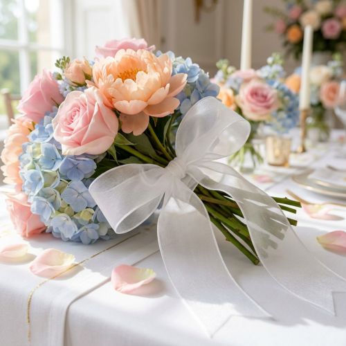 Product Organza ribbon gift ribbon white ribbon selvedge 15mm 50m white