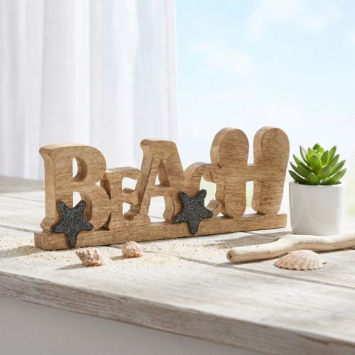 “Beach” Sign Maritime home decoration Mango wood 35×12cm | Floristik24.co.uk