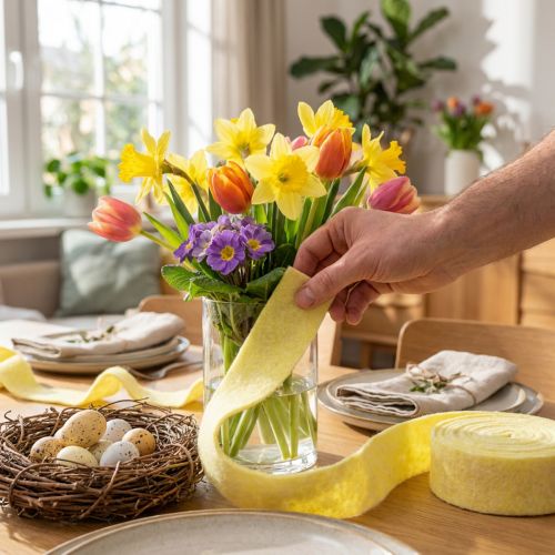 Felt Ribbon Light Yellow 7.5cm 5m | Floristik24.co.uk