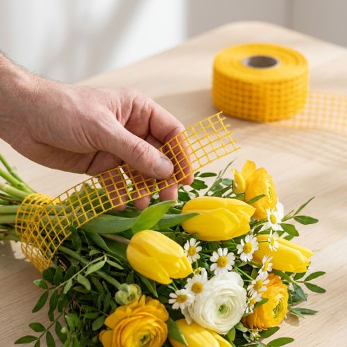 Mesh Tape 4.5cm x 10m Yellow | Floristik24.co.uk