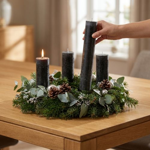 Large Black Rustic Candles 50mm x 300mm Set of 4 | Floristik24.co.uk