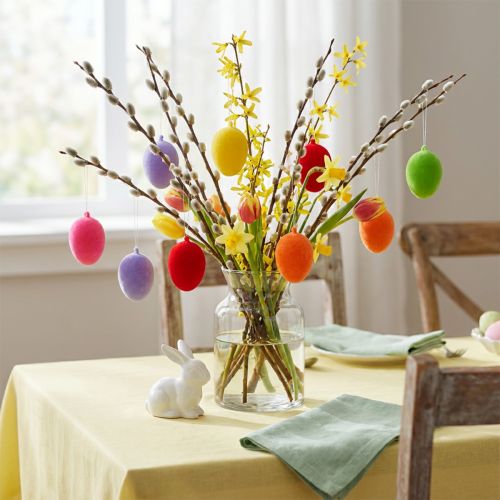 Decorative eggs flocked colorful 4cm 18 pcs | Floristik24.co.uk