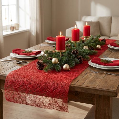 Deco fleece Sizoweb table runner red 30cm 5m | Floristik24.co.uk