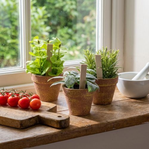 Product Artificial herb pot with decorative herbs for kitchen, garden, balcony or terrace, 15m³, 3 pieces