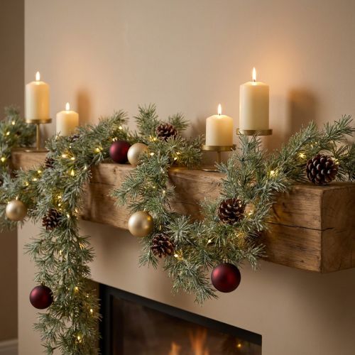 Decorative larch garland for atmospheric room design, 250cm | Floristik24.co.uk