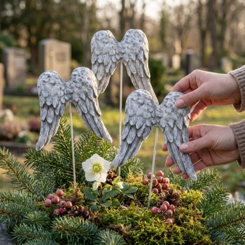 Decorative plug angel wings 10cm 3 pcs | Floristik24.co.uk