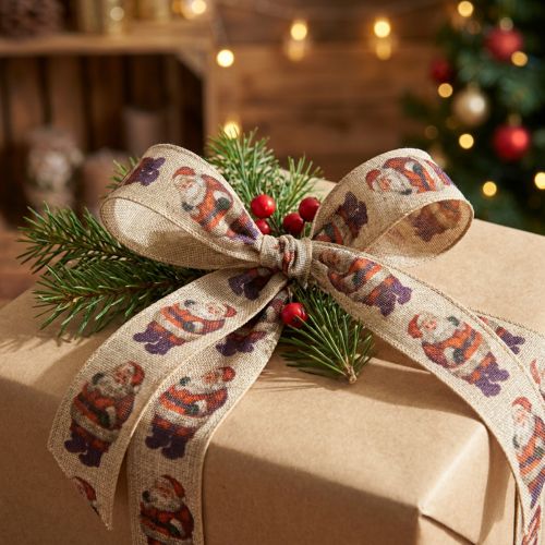 Product Christmas ribbon rustic ribbon Santa Claus 25mm 15m