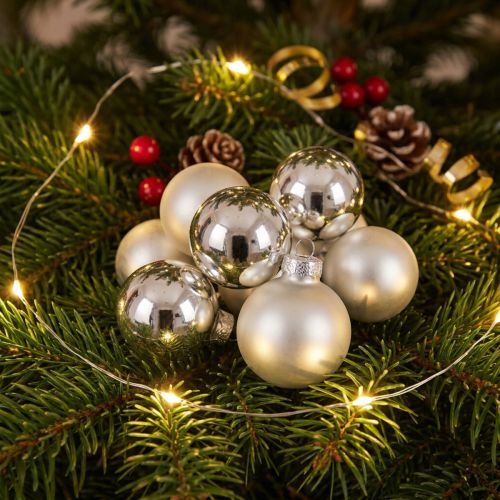Christmas ball Ø4cm silver gloss/matt 24 pcs | Floristik24.co.uk