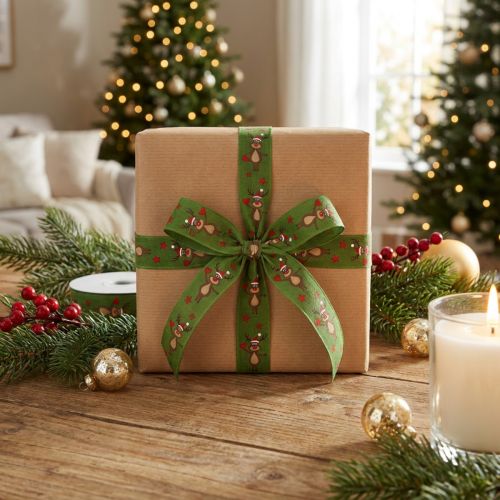 Christmas ribbon reindeer green Christmas ribbon 25mm 20m | Floristik24.co.uk