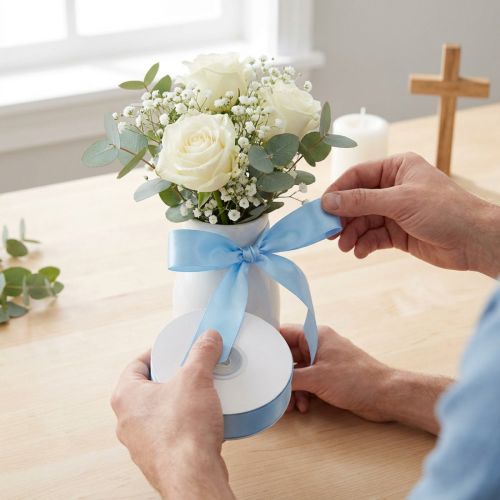 Gift and decoration ribbon 40mm x 50m light blue | Floristik24.co.uk
