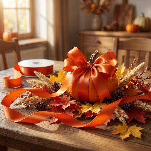 Gift and decoration ribbon Orange silk ribbon 25mm 50m | Floristik24.co.uk