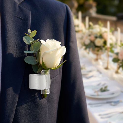 Wedding jewelry corsage ribbon white 2 pcs | Floristik24.co.uk
