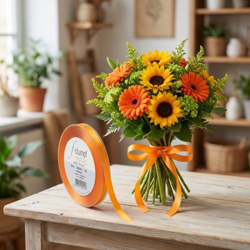 Decorative ribbon gift ribbon orange ribbon selvedge 8mm 50m | Floristik24.co.uk
