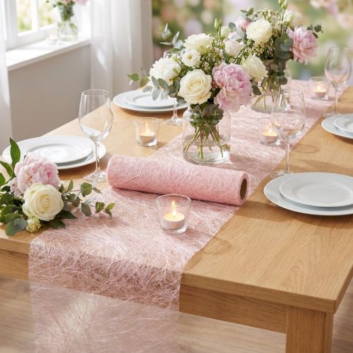 Deco fleece Sizoweb table runner pink 30cm 5m | Floristik24.co.uk